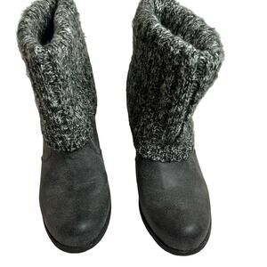 Muk Luks Sweater Knitted Rolled Cuff Gray Sweater Booties Boots Size 8